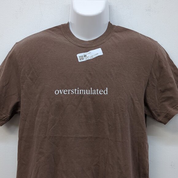Comfort Colors Overstimulated Print T Shirt Size Medium Brown - Picture 2 of 7